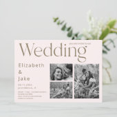 コラージュコンテンポラリーB/Wフォト赤面II結婚s 招待状 (スタンド正面)