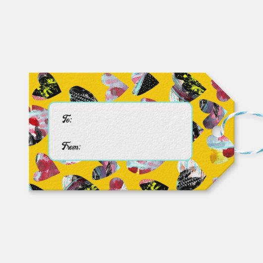 コラージュパーソナライズされたハート ギフトタグ (正面(横))