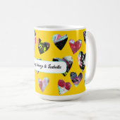 コラージュパーソナライズされたハート コーヒーマグカップ (正面右)