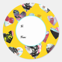 コラージュパーソナライズされたハート ラウンドシール