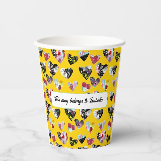 コラージュパーソナライズされたハート 紙コップ (正面)