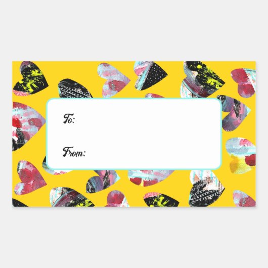 コラージュパーソナライズされたハート 長方形シール (正面)