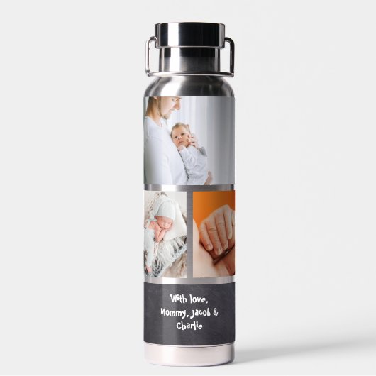 コラージュパーソナライズされたフォト最高のパパ ウォーターボトル (背面)