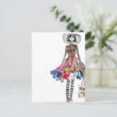 コラージュファッションの可愛い女性 ポストカード (スタンド正面)