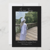 コラージュフェイクグリッター大学高等学校卒業 招待状 (裏面)