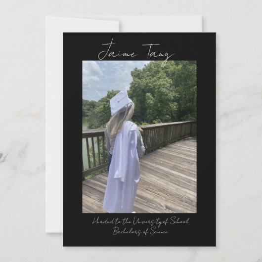 コラージュフェイクグリッター大学高等学校卒業 招待状 (裏面)