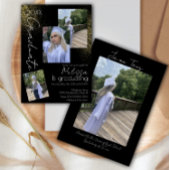 コラージュフェイクグリッター大学高等学校卒業 招待状