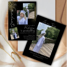 コラージュフェイクグリッター大学高等学校卒業 招待状