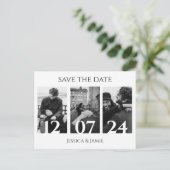 コラージュフォト日付オーバーレイの保存モダントレンディー 案内ポストカード (スタンド正面)