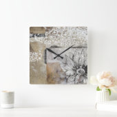 コラージュフルーアII スクエア壁時計 (ホーム)