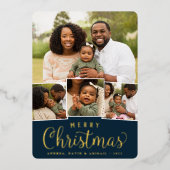 コラージュメリー |クリスマスクラシックの写真 箔シーズンカード (正面)