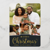 コラージュメリー |クリスマスクラシックの写真 箔シーズンカード (正面)