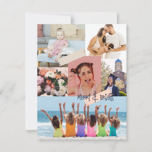 コラージュモダンとメリー明るいクリスマスの写真 シーズンカード (正面)