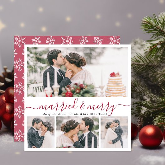 コラージュモダンと結婚したメリークリスマスカード シーズンカード