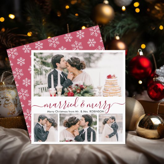 コラージュモダンと結婚したメリークリスマスカード シーズンカード
