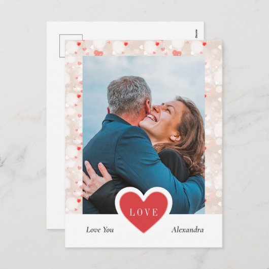 コラージュモダンカップルの写真とバレンタインデー シーズンポストカード (正面/裏面)