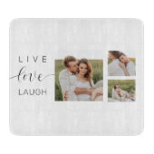 コラージュモダンカップルの写真とライブラブ笑いギフト カッティングボード (正面)