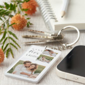 コラージュモダンカップルの写真とライブラブ笑いギフト キーホルダー (正面右)