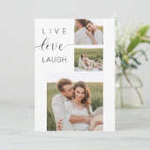 コラージュモダンカップルの写真とライブラブ笑いギフト シーズンカード (スタンド正面)