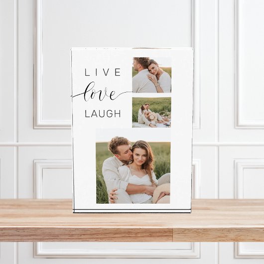 コラージュモダンカップルの写真とライブラブ笑いギフト フォトブロック