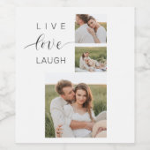 コラージュモダンカップルの写真とライブラブ笑いギフト ワインラベル (シングルラベル)