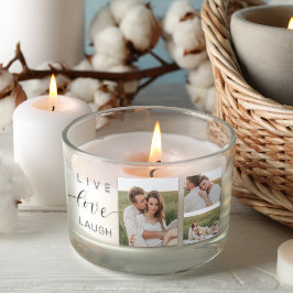 コラージュモダンカップルの写真とライブラブ笑いギフト 長方形シール