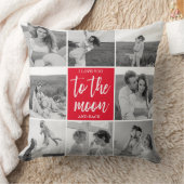 コラージュモダンカップルの写真と月への引用文 クッション (ブランケット)