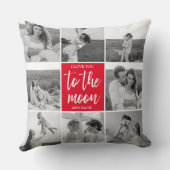 コラージュモダンカップルの写真と月への引用文 クッション (裏面)