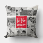 コラージュモダンカップルの写真と月への引用文 クッション (正面)