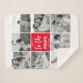 コラージュモダンカップルの写真と月への引用文 シェルパブランケット (正面(横))