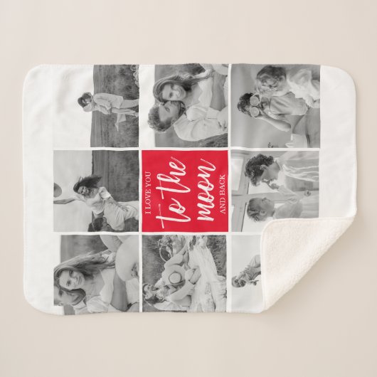 コラージュモダンカップルの写真と月への引用文 シェルパブランケット (正面(横))
