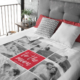 コラージュモダンカップルの写真と月への引用文 シェルパブランケット