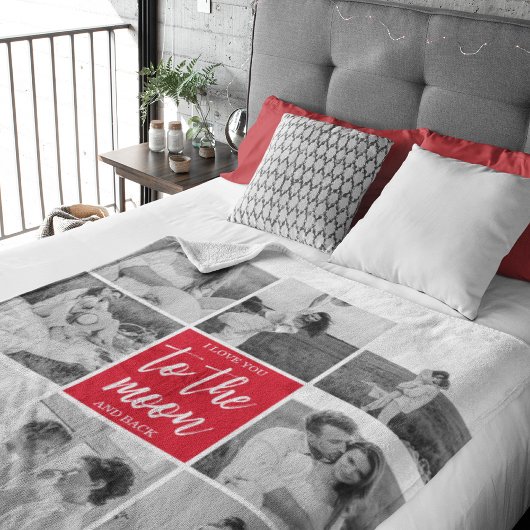 コラージュモダンカップルの写真と月への引用文 シェルパブランケット