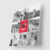 コラージュモダンカップルの写真と月への引用文 スクエア壁時計 (傾斜)