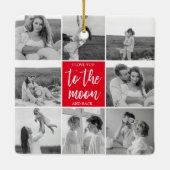 コラージュモダンカップルの写真と月への引用文 セラミックオーナメント (裏面)