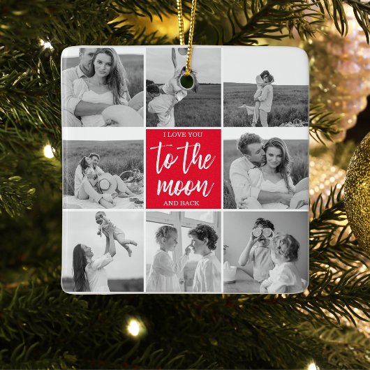 コラージュモダンカップルの写真と月への引用文 セラミックオーナメント