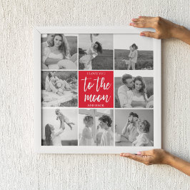 コラージュモダンカップルの写真と月への引用文 ポスター