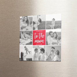 コラージュモダンカップルの写真と月への引用文 マグネット