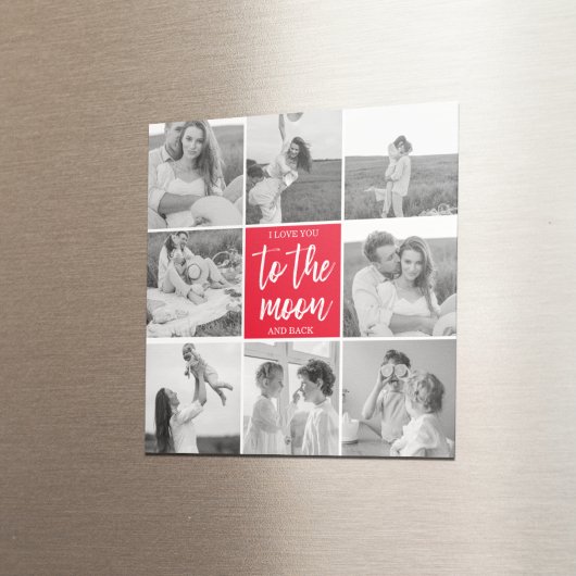 コラージュモダンカップルの写真と月への引用文 マグネット