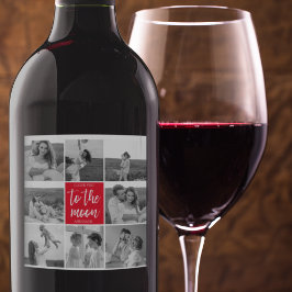 コラージュモダンカップルの写真と月への引用文 ワインラベル