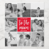 コラージュモダンカップルの写真と月への引用文 ワインラベル (シングルラベル)