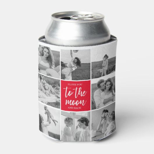 コラージュモダンカップルの写真と月への引用文 缶クーラー (缶正面)