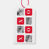 コラージュモダンカップル写真と赤XOXO ギフトタグ (正面)