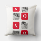 コラージュモダンカップル写真と赤XOXO クッション (正面)