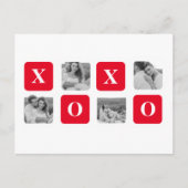 コラージュモダンカップル写真と赤XOXO シーズンポストカード (正面)
