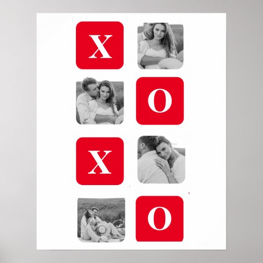 コラージュモダンカップル写真と赤XOXO ポスター (正面)