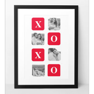 コラージュモダンカップル写真と赤XOXO ポスター