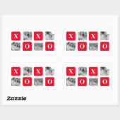 コラージュモダンカップル写真と赤XOXO 長方形シール (シート)