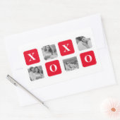 コラージュモダンカップル写真と赤XOXO 長方形シール (封筒)