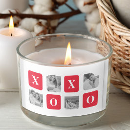 コラージュモダンカップル写真と赤XOXO 長方形シール